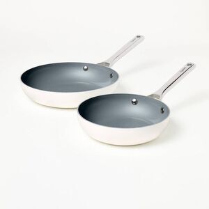 2pk (8" & 10") Nonstick Ceramic Coated Aluminum Frypan Set Cream - Figmint